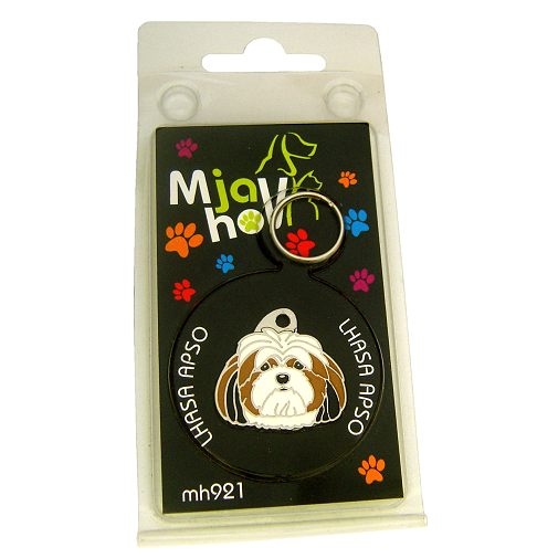 Custom personalized dog name tag Lhasa apso tricolor

This unique, cute and quality dog id tag is offered with laser engraved name and phone no. or your custom text. Stainless steel split ring for easy attachment to your pets collar. All items are also available as keychains.
Gift for dogs and dog lovers.

Color: colored/silver
Size: 28 x 27 mm

Engraving area: 20 x 14 mm
Laser engraving personalization on the back side is included in the price. Enter the text you wish to have engraved. Suggestion: dog's name and phone number. We engrave on the back side of the tag. Engraving will be centered and easy to read. If you go over the recommended count then the text becomes smaller, and harder to read.

Metal, chrome plated dog tag or key ring. 
Hand made, hand colored, made in Slovenia. 

In stock.
