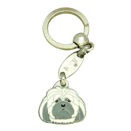 Custom personalized dog name tag Lhasa apso white grey

This unique, cute and quality dog id tag is offered with laser engraved name and phone no. or your custom text. Stainless steel split ring for easy attachment to your pets collar. All items are also available as keychains.
Gift for dogs and dog lovers.

Color: colored/silver
Size: 28 x 27 mm

Engraving area: 20 x 14 mm
Laser engraving personalization on the back side is included in the price. Enter the text you wish to have engraved. Suggestion: dog's name and phone number. We engrave on the back side of the tag. Engraving will be centered and easy to read. If you go over the recommended count then the text becomes smaller, and harder to read.

Metal, chrome plated dog tag or key ring. 
Hand made, hand colored, made in Slovenia. 

In stock.
