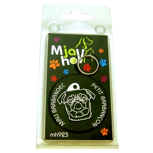 Custom personalized dog name tag PETIT BRABANÇON BLACK
Color: colored/silver 
Dim:  29 x 29 mm
Engraving area: 
17 x 18 mm
Metal, chrome plated pet tag.
 
Personalized laser engraving on the back side included.

Hand made 
MADE IN SLOVENIA

In stock.
