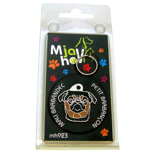 Custom personalized dog name tag PETIT BRABANÇON BLACK AND TAN
Color: colored/silver 
Dim:  29 x 29 mm
Engraving area: 
17 x 18 mm
Metal, chrome plated pet tag.
 
Personalized laser engraving on the back side included.

Hand made 
MADE IN SLOVENIA

In stock.
