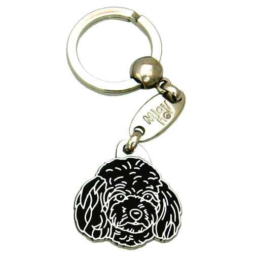 Custom personalized dog name tag TOY POODLE BLACK
Color: colored/silver 
Dim:  30 x 31 mm
Engraving area: 
20 x 12 mm
Metal, chrome plated pet tag.
 
Personalized laser engraving on the back side included.

Hand made 
MADE IN SLOVENIA

In stock.
