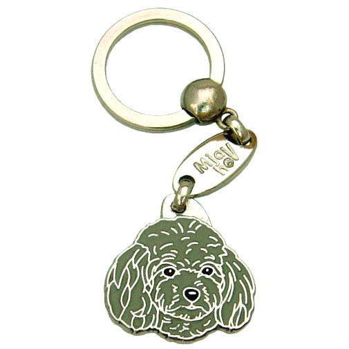 Custom personalized dog name tag Toy poodle grey

This unique, cute and quality dog id tag is offered with laser engraved name and phone no. or your custom text. Stainless steel split ring for easy attachment to your pets collar. All items are also available as keychains.
Gift for dogs and dog lovers.

Color: colored/silver
Size: 30 x 31 mm

Engraving area: 20 x 12 mm
Laser engraving personalization on the back side is included in the price. Enter the text you wish to have engraved. Suggestion: dog's name and phone number. We engrave on the back side of the tag. Engraving will be centered and easy to read. If you go over the recommended count then the text becomes smaller, and harder to read.

Metal, chrome plated dog tag or key ring. 
Hand made, hand colored, made in Slovenia. 

In stock.
