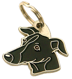 Vinttikoira musta - pet ID tag, dog ID tags, pet tags, personalized pet tags MjavHov - engraved pet tags online