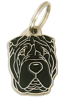 Shar Pei musta - pet ID tag, dog ID tags, pet tags, personalized pet tags MjavHov - engraved pet tags online