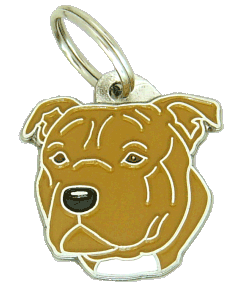 Staffordshirenbullterrieri ruskea - pet ID tag, dog ID tags, pet tags, personalized pet tags MjavHov - engraved pet tags online