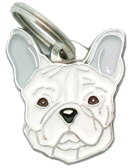 Ranskanbulldoggi valkoinen <br> (Nimilaatta, Kaiverrus sisältyy hintaan)