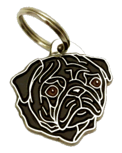 Mopsi musta - pet ID tag, dog ID tags, pet tags, personalized pet tags MjavHov - engraved pet tags online