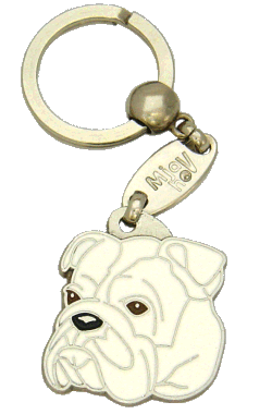 Englanninbulldoggi valkoinen <br> (Avaimenperä, Kaiverrus sisältyy hintaan)
