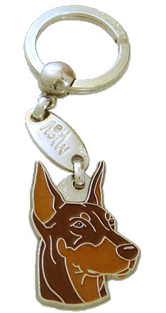 Dobermanni typistetyt korvat ruskea - pet ID tag, dog ID tags, pet tags, personalized pet tags MjavHov - engraved pet tags online