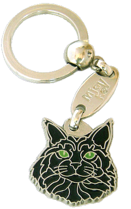 Maine coon musta - pet ID tag, dog ID tags, pet tags, personalized pet tags MjavHov - engraved pet tags online