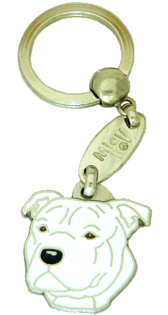 Staffordshirenbullterrieri valkoinen - pet ID tag, dog ID tags, pet tags, personalized pet tags MjavHov - engraved pet tags online