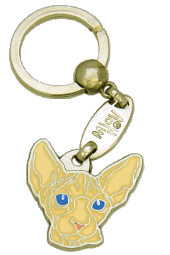 Sfinx keltainen, siniset silmät - pet ID tag, dog ID tags, pet tags, personalized pet tags MjavHov - engraved pet tags online
