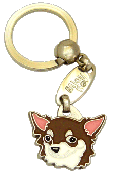 Chihuahua pitkäkarvainen ruskea-valkoinen - pet ID tag, dog ID tags, pet tags, personalized pet tags MjavHov - engraved pet tags online