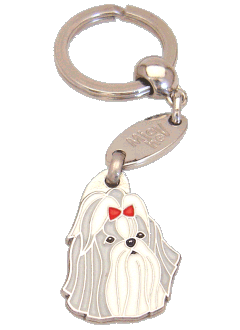 Shih tzu harmaa-punainen - pet ID tag, dog ID tags, pet tags, personalized pet tags MjavHov - engraved pet tags online